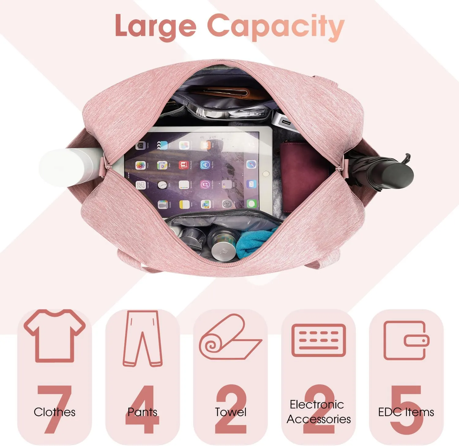Narwey 18" Carry on Bag Underseat for Airplane with Wet Pocket Spirit Airlines Personal Item Bag Travel Duffel Bag Small Gym Bag Weekender Overnight for Women and Men (Pink)