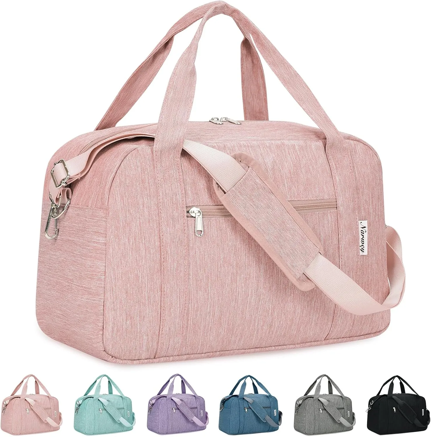 Narwey 18" Carry on Bag Underseat for Airplane with Wet Pocket Spirit Airlines Personal Item Bag Travel Duffel Bag Small Gym Bag Weekender Overnight for Women and Men (Pink)