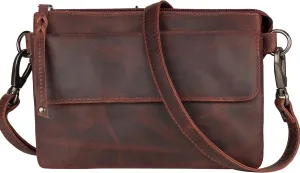 Natasha Concealed Carry Crossbody Purse RFID Full-Grain Leather Handbag with Locking Zippers & Universal Holster