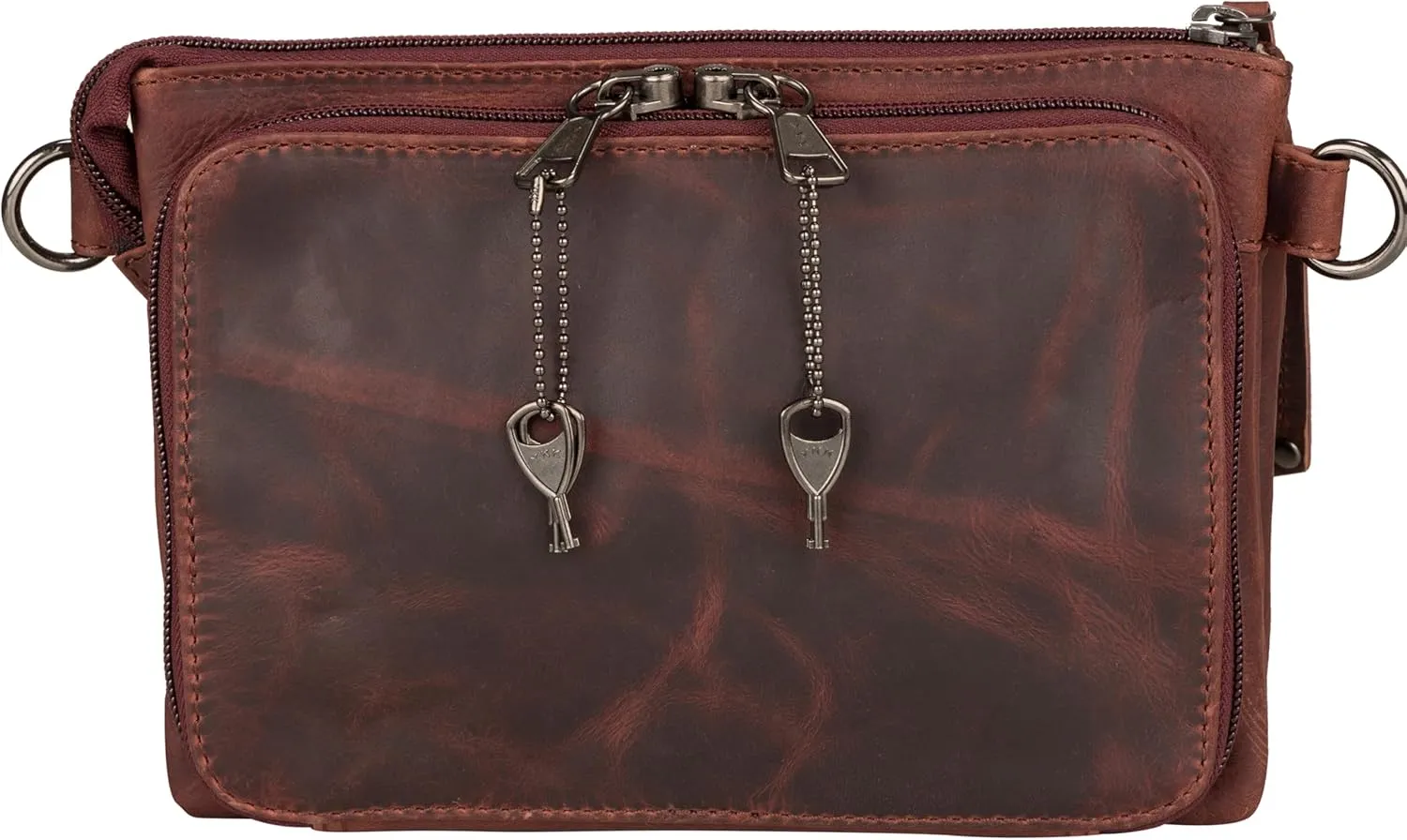 Natasha Concealed Carry Crossbody Purse RFID Full-Grain Leather Handbag with Locking Zippers & Universal Holster