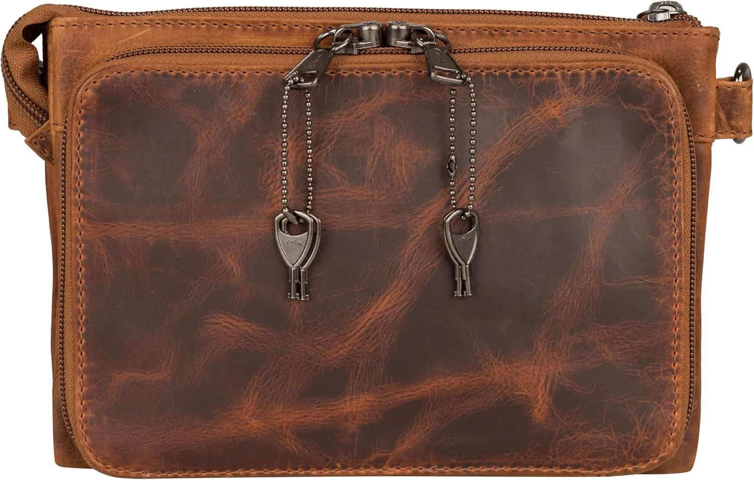 Natasha Concealed Carry Crossbody Purse RFID Full-Grain Leather Handbag with Locking Zippers & Universal Holster