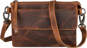 Natasha Concealed Carry Crossbody Purse RFID Full-Grain Leather Handbag with Locking Zippers & Universal Holster