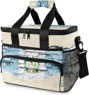 National-flag-guatemala-brick-background Large Insulated Lunch Bag for Women Men, Wide Opening Reusable Lunch Box for Office Picnic Hiking Beach, Leakproof Cooler Tote Bag with Adjustable Shoulder Str