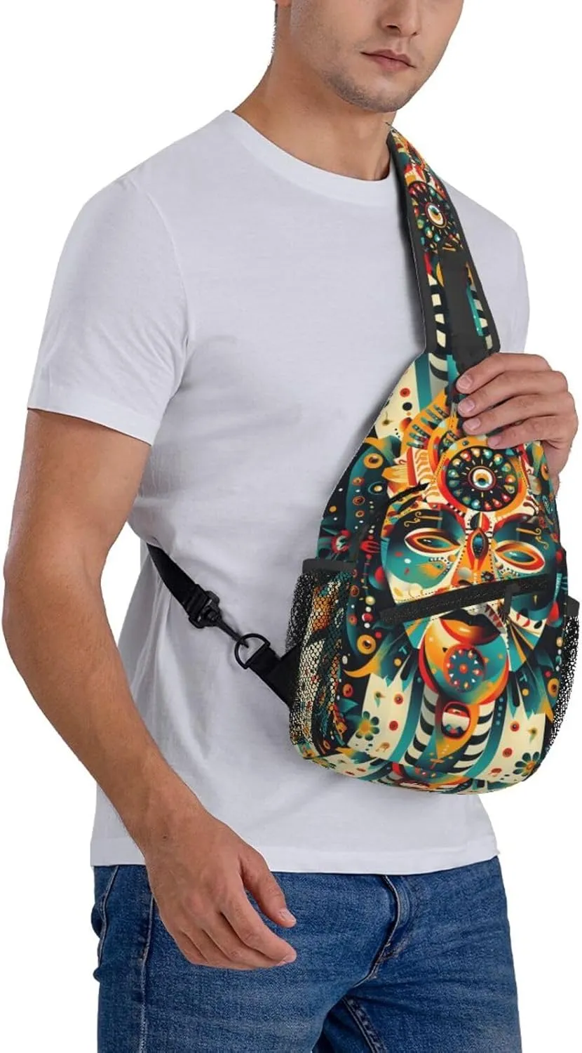Native American Indian Sling Backpack Chest Bag Crossbody Shoulder Bag Gym Cycling Travel Hiking Daypack For Men Women