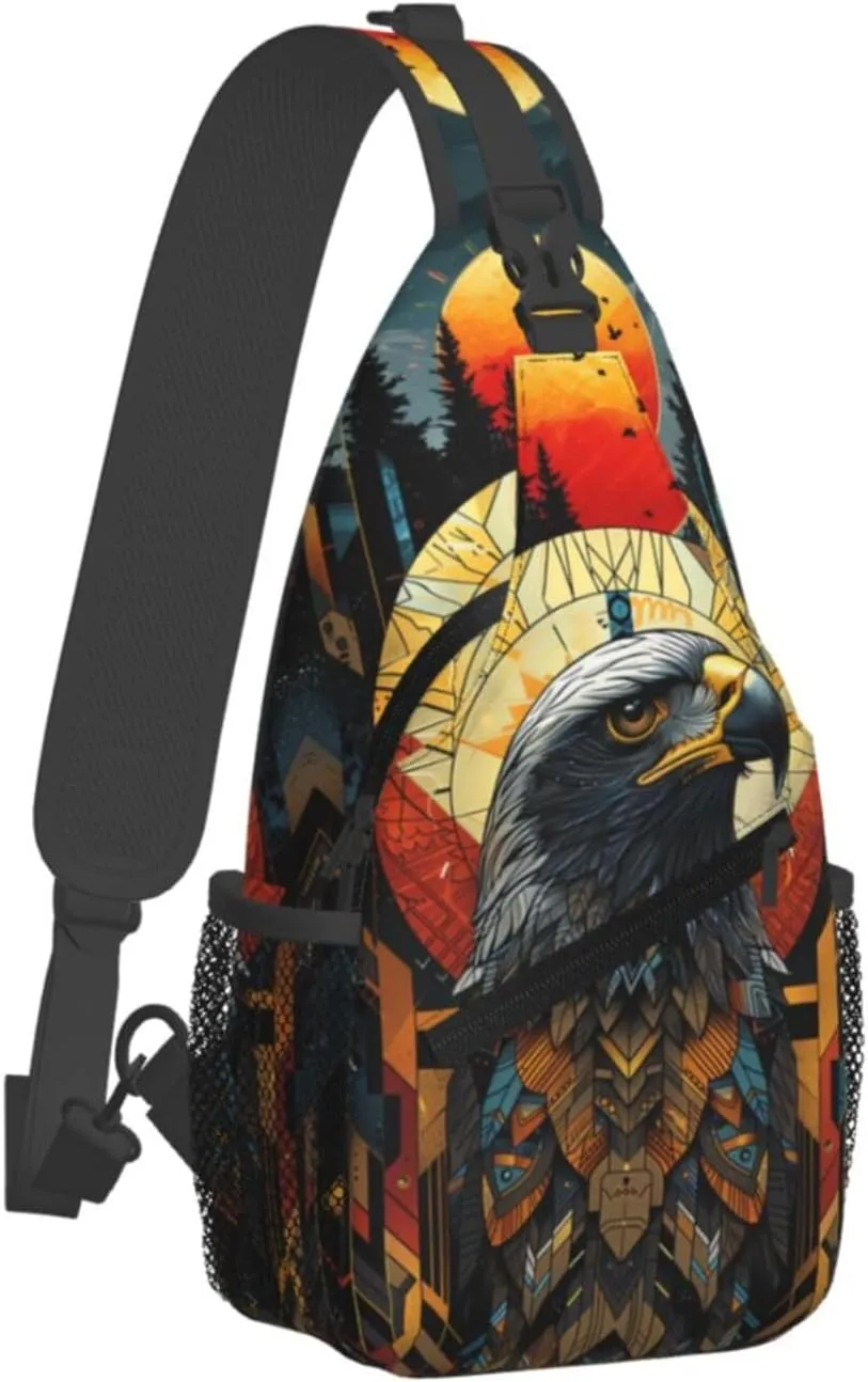 Native American Indian Sling Backpack Chest Bag Crossbody Shoulder Bag Gym Cycling Travel Hiking Daypack For Men Women