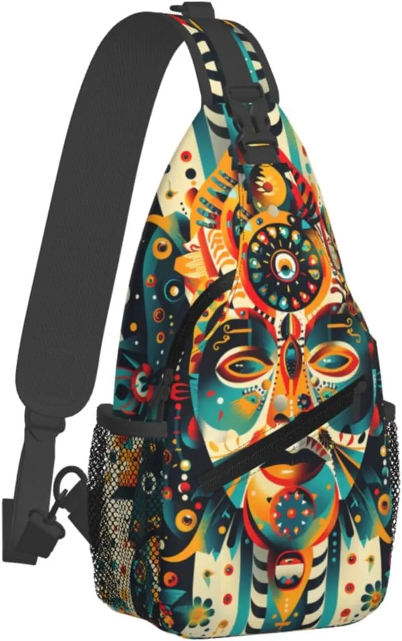 Native American Indian Sling Backpack Chest Bag Crossbody Shoulder Bag Gym Cycling Travel Hiking Daypack For Men Women