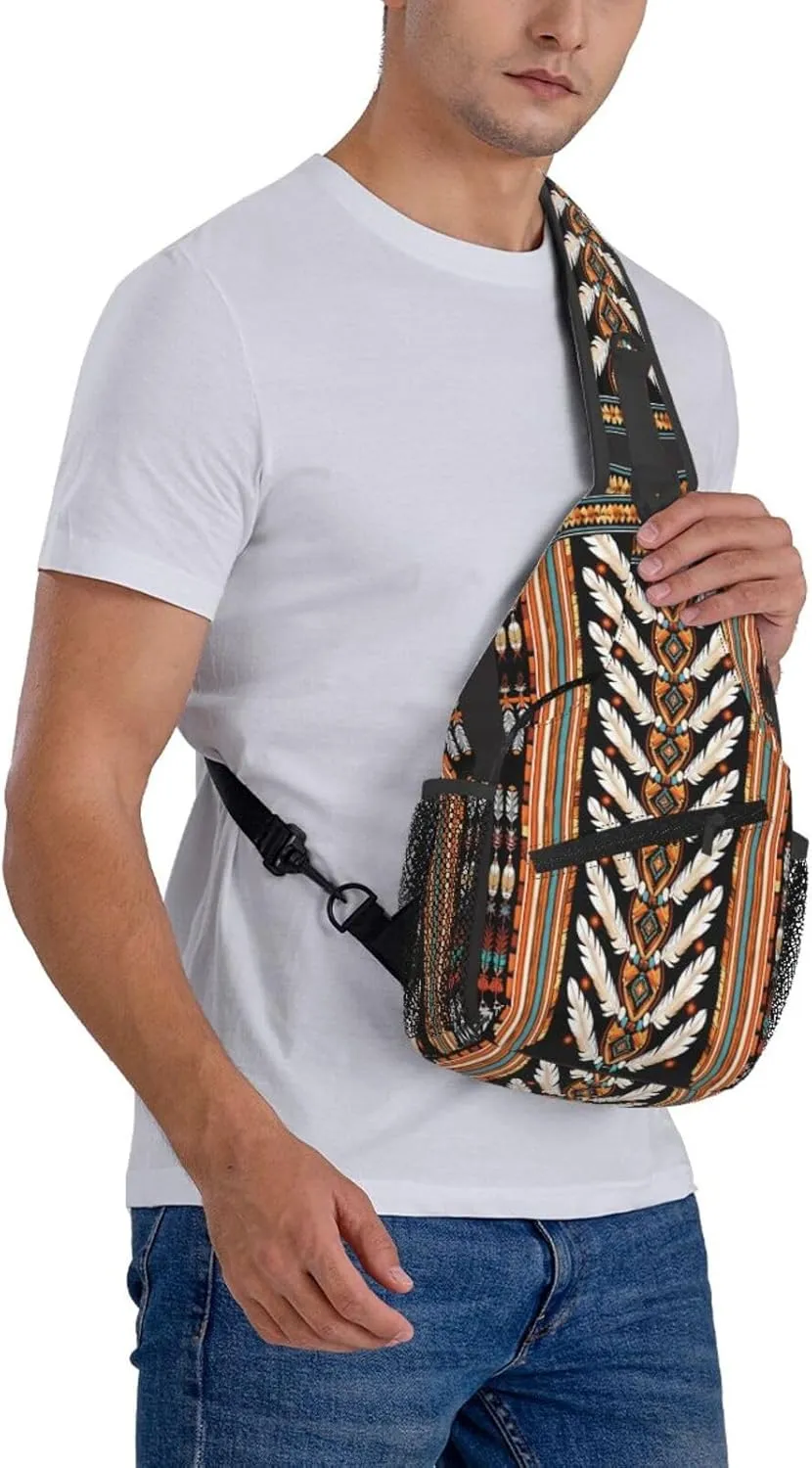 Native American Indian Sling Backpack Chest Bag Crossbody Shoulder Bag Gym Cycling Travel Hiking Daypack For Men Women