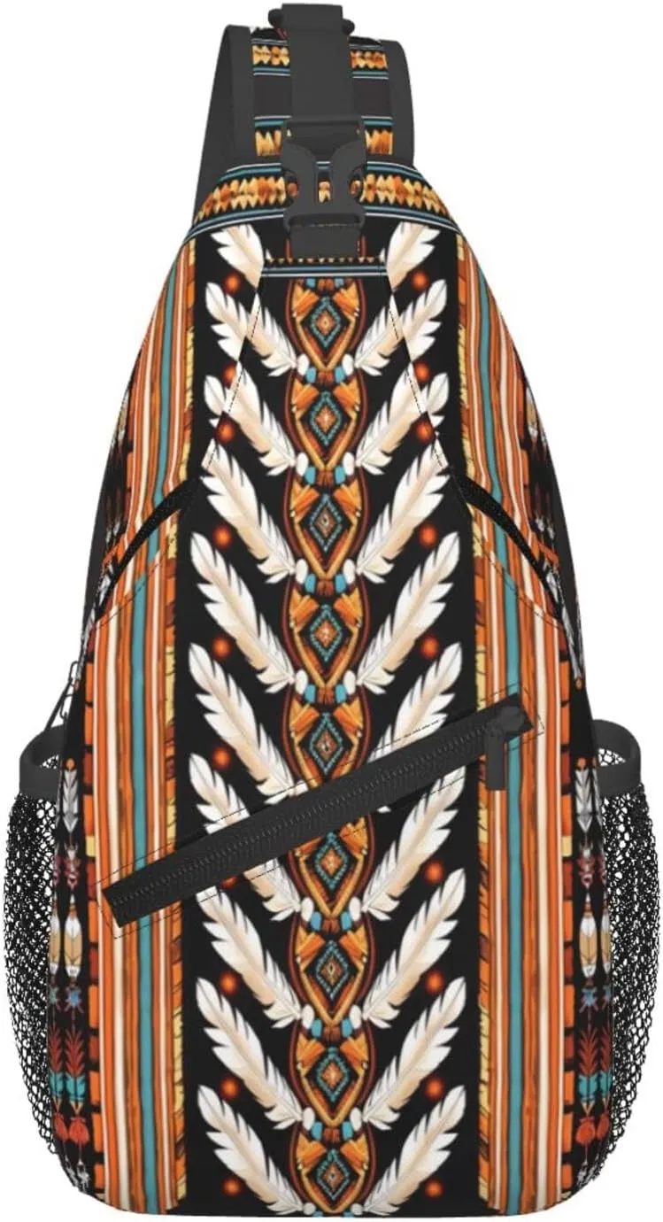 Native American Indian Sling Backpack Chest Bag Crossbody Shoulder Bag Gym Cycling Travel Hiking Daypack For Men Women