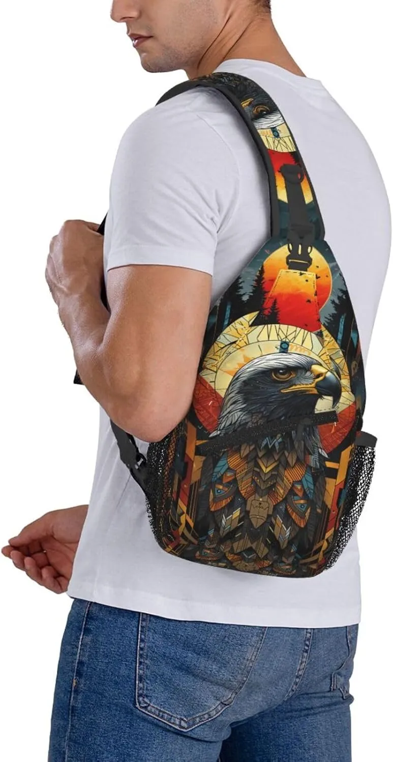 Native American Indian Sling Backpack Chest Bag Crossbody Shoulder Bag Gym Cycling Travel Hiking Daypack For Men Women