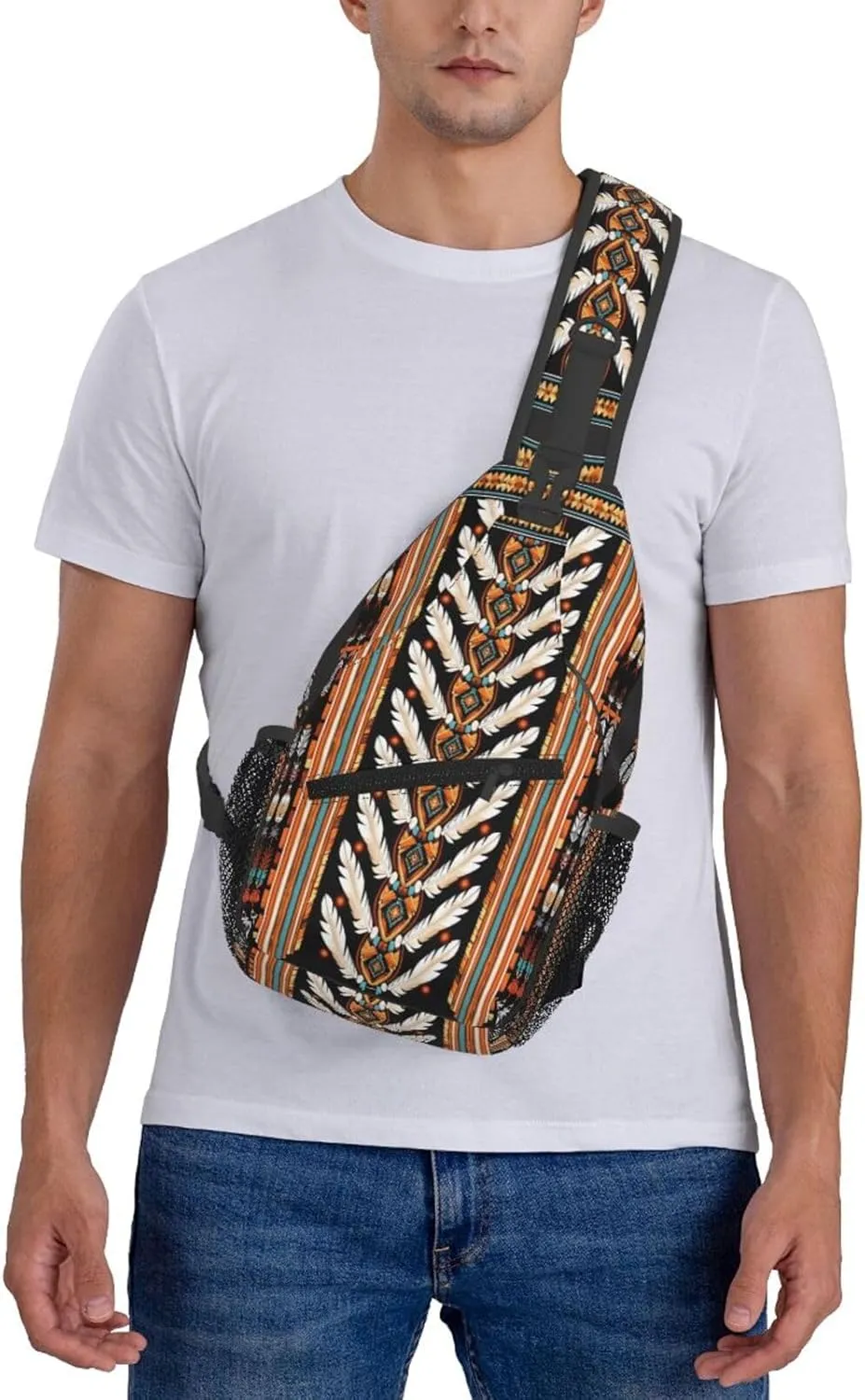 Native American Indian Sling Backpack Chest Bag Crossbody Shoulder Bag Gym Cycling Travel Hiking Daypack For Men Women