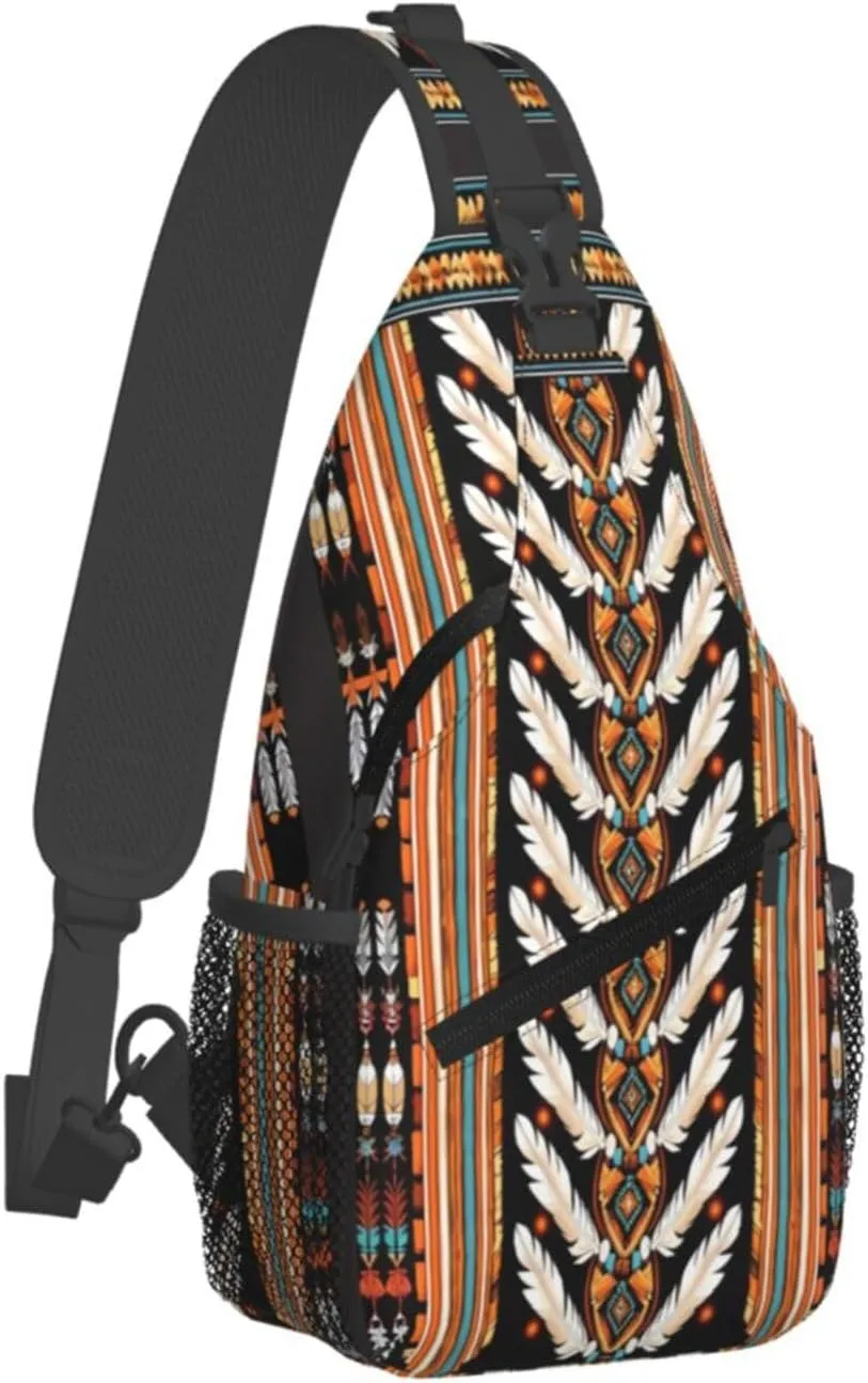 Native American Indian Sling Backpack Chest Bag Crossbody Shoulder Bag Gym Cycling Travel Hiking Daypack For Men Women