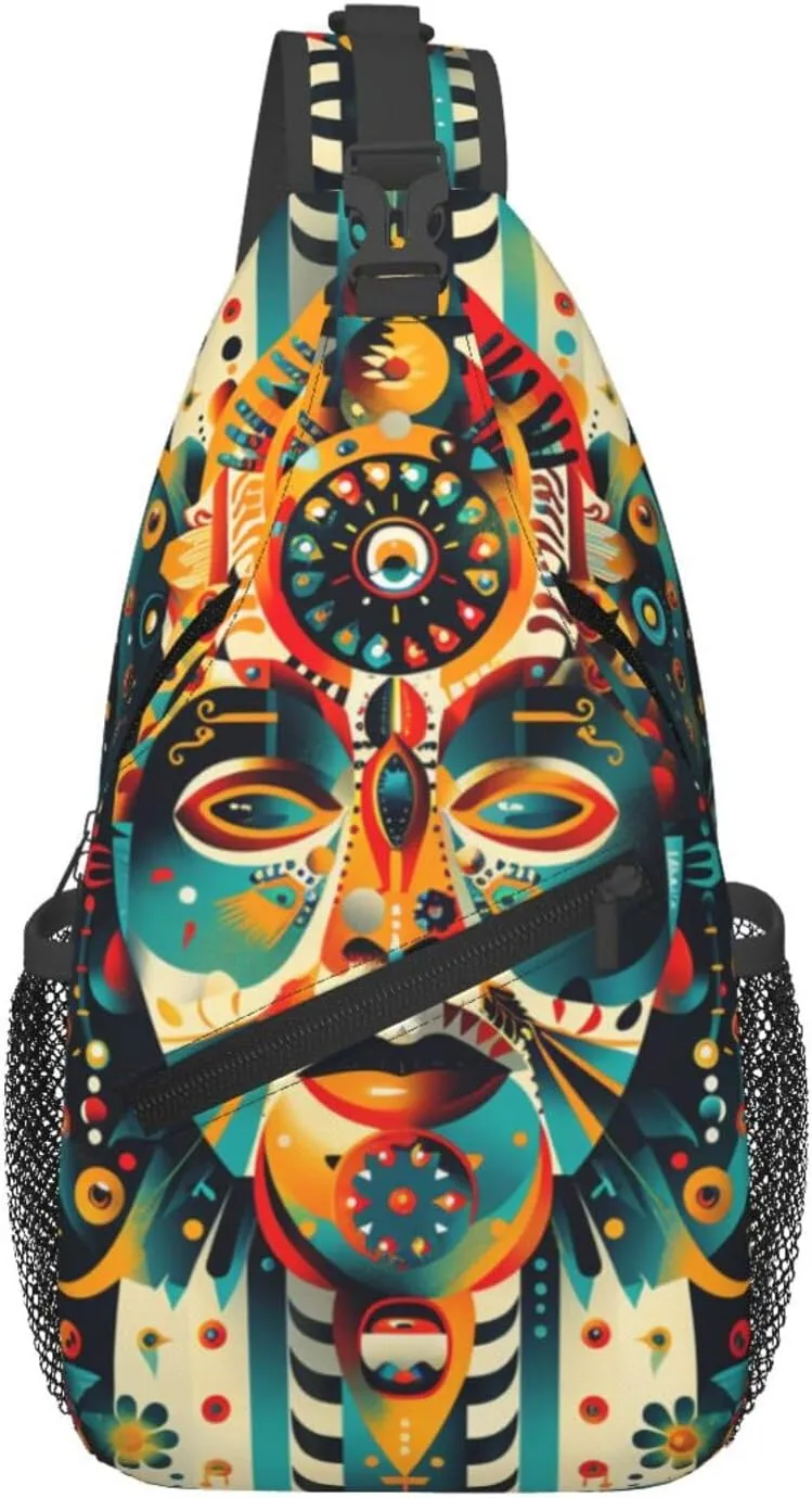 Native American Indian Sling Backpack Chest Bag Crossbody Shoulder Bag Gym Cycling Travel Hiking Daypack For Men Women