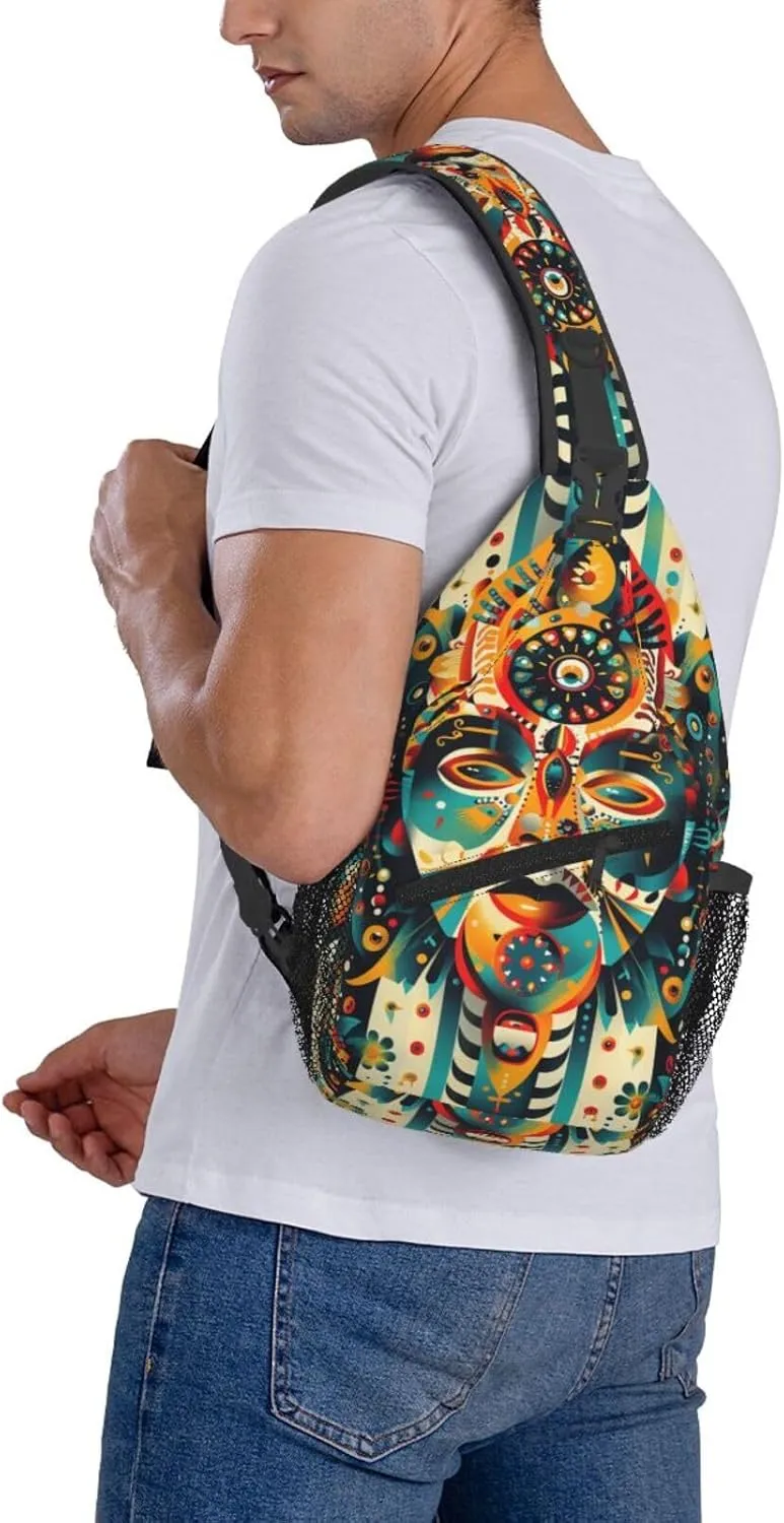 Native American Indian Sling Backpack Chest Bag Crossbody Shoulder Bag Gym Cycling Travel Hiking Daypack For Men Women