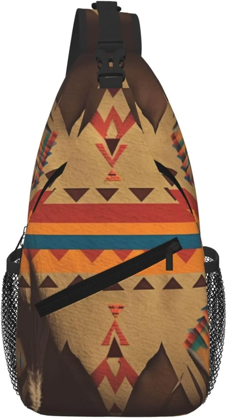 Native American Sling Bag For Women Men Travel Hiking Backpack Crossbody Shoulder Chest Bags Casual Daypack