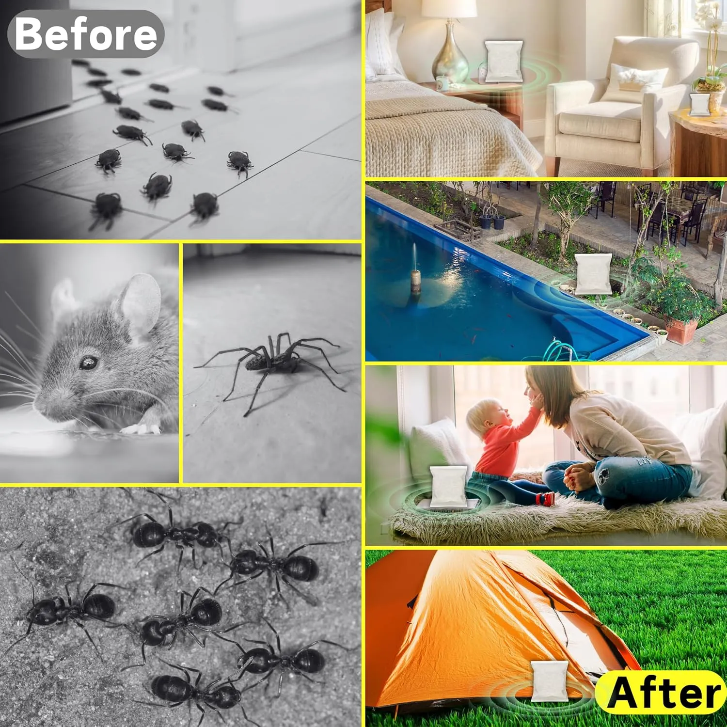 Natural Peppermint Spider Repellent Indoor Pet Safe & Ant Control Pouches - Fresh Mint Scent, Rodent Repellent for Car Engine, Home Storage, Safe for Kids and Pets(8PCS)