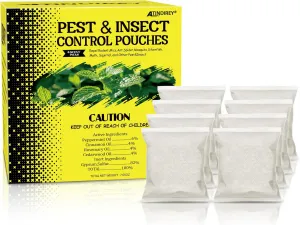 Natural Peppermint Spider Repellent Indoor Pet Safe & Ant Control Pouches - Fresh Mint Scent, Rodent Repellent for Car Engine, Home Storage, Safe for Kids and Pets(8PCS)