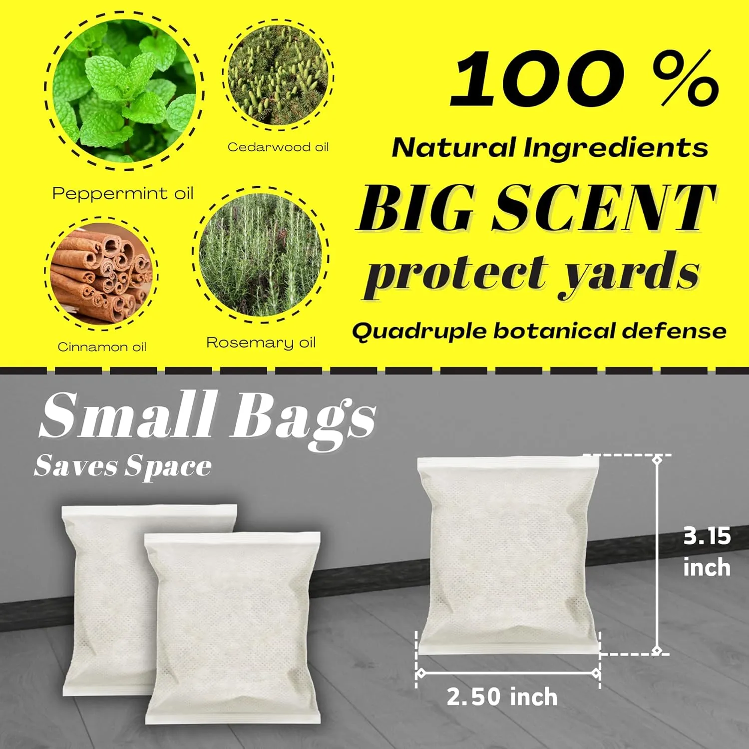 Natural Peppermint Spider Repellent Indoor Pet Safe & Ant Control Pouches - Fresh Mint Scent, Rodent Repellent for Car Engine, Home Storage, Safe for Kids and Pets(8PCS)