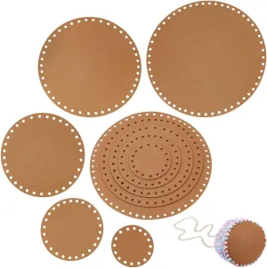 NBEADS 10 Pcs 5 Sizes Crochet Bag Bottom, Basket Weaving Base Felt Basket Bottoms Round Knitting Bag Cushion Base for DIY Basket Craft Weaving Making Supplies, Camel