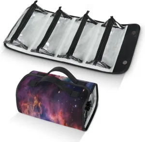 Nebula Galaxy Travel Toiletry Bag Clear Cosmetic Bag Organizer Waterproof Foldable Makeup Bag with 4 PVC Pouches Travel Organizer Bags for Luggage Business Trip