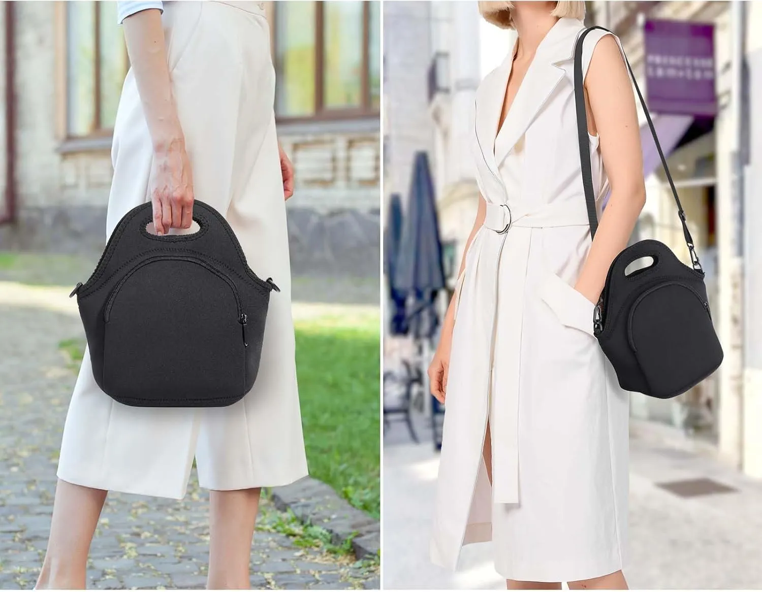 Neoprene Lunch Bag, Thermal Insulated Lunch Tote Bag with Detachable Shoulder Straps, Lightweight & Reusable Lunch Bag for Women Men