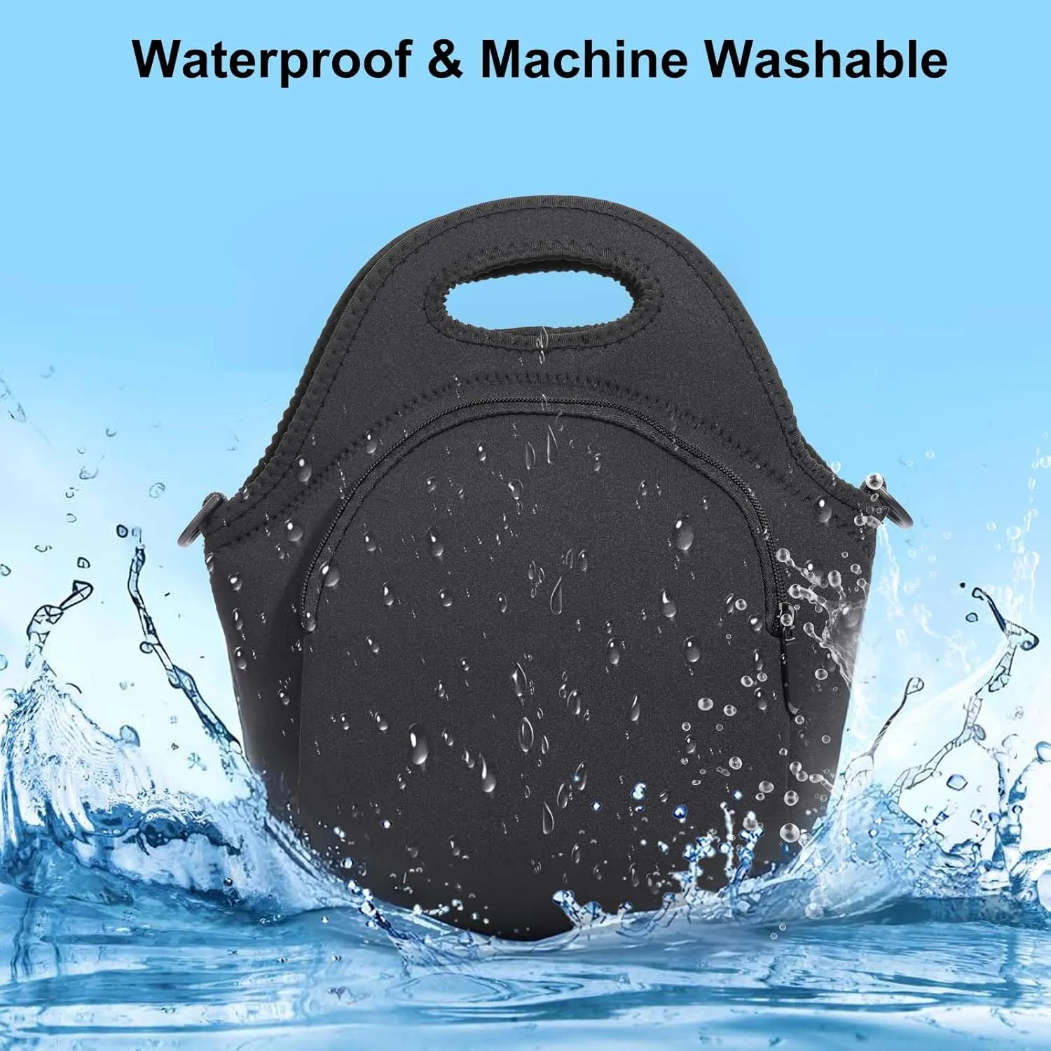 Neoprene Lunch Bag, Thermal Insulated Lunch Tote Bag with Detachable Shoulder Straps, Lightweight & Reusable Lunch Bag for Women Men