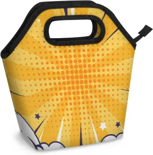 Neoprene Lunch Bags Cloudy Cartoon Backdrop Lunch Tote Bag with Zipper Insulated Lunchbox Handbag for Women Reusable Lunch Box Cooler Bag Waterproof Lunch Sack Bag for Work Picnic