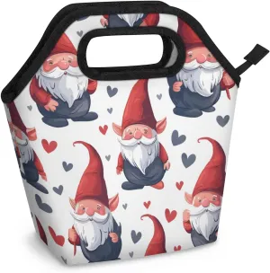 Neoprene Lunch Bags Dwarf Man Heart Lunch Tote Bag with Zipper Insulated Lunchbox Handbag for Women Reusable Lunch Box Cooler Bag Waterproof Lunch Sack Bag for Work Picnic