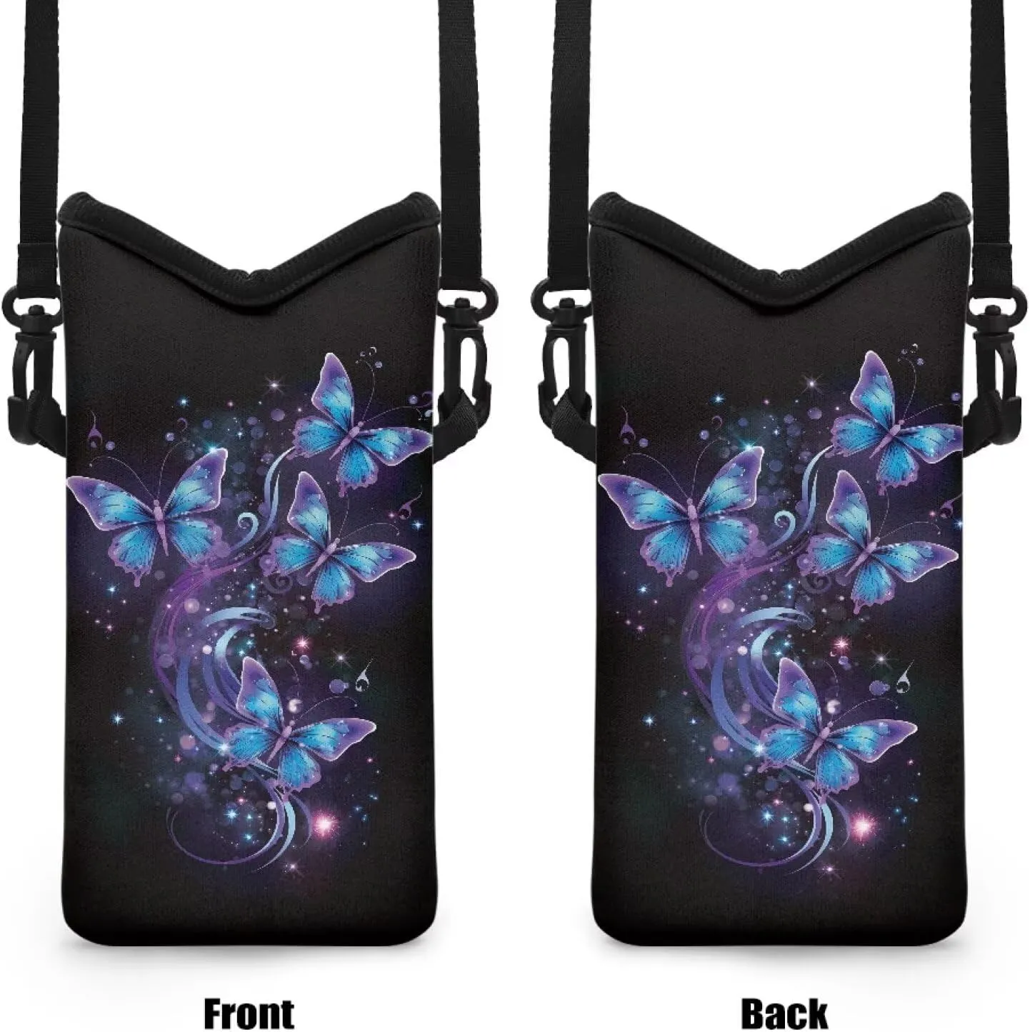 Neoprene Phone Bag Adjustable Crossbody Strap Mobile Protection Case Hook and Loop Fastener Phone Bag, 4 X 8 Inch