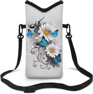 Neoprene Phone Bag Adjustable Crossbody Strap Mobile Protection Case Hook and Loop Fastener Phone Bag, 4 X 8 Inch