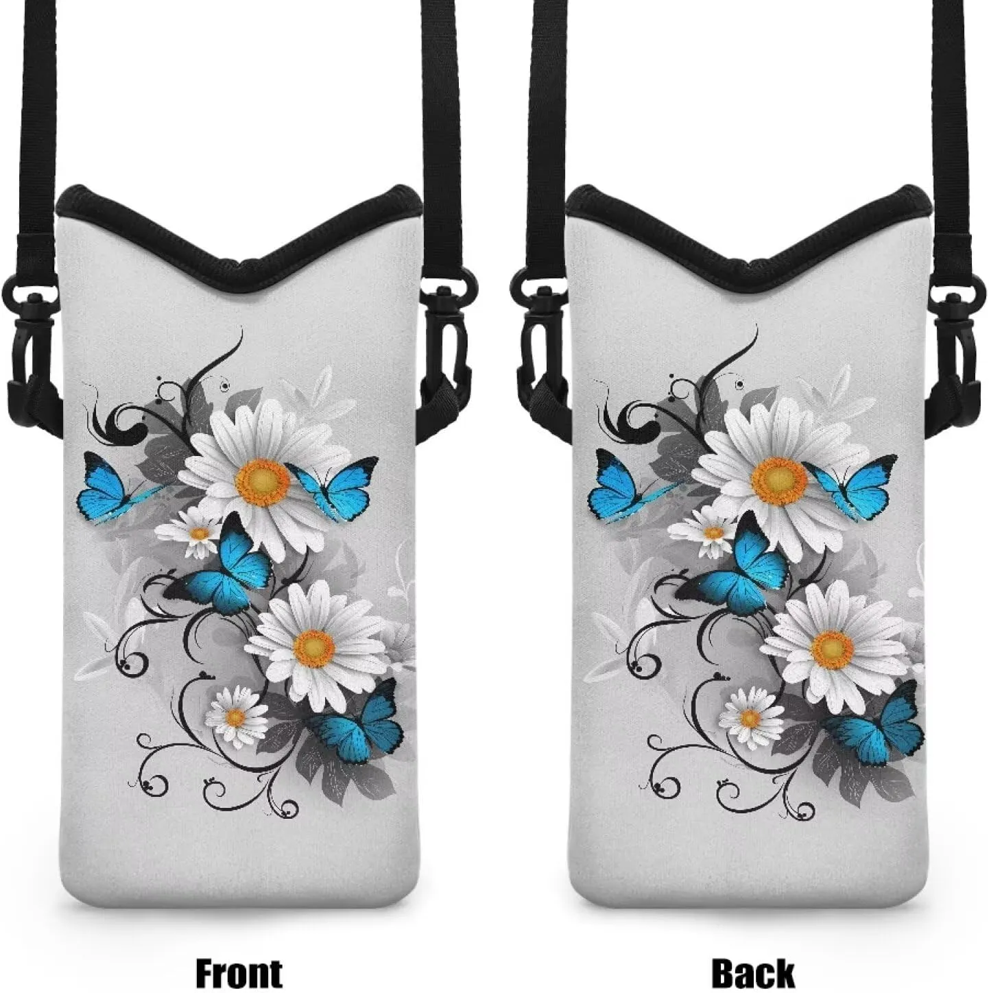 Neoprene Phone Bag Adjustable Crossbody Strap Mobile Protection Case Hook and Loop Fastener Phone Bag, 4 X 8 Inch