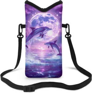 Neoprene Phone Bag Soft Cellphone Sleeve Pouch Shockproof Phone Purse with Adjustable Crossbody Strap, 4 X 8 Inch