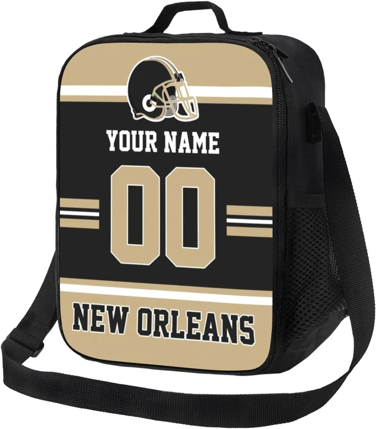 New Orleans Lunch Box Lunch Bag Custom Any Name and Number Adjustable Strap Sport Insulated Lunch Bags Personalized Gifts for Men Women