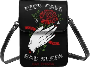 Nick Rock Cave and The Bad Music Seeds Small Cell Phone Purse For Women PU leather Crossbody Bag Patterned Shoulder Bags Wallet For Adults Stocking Stuffers Purses