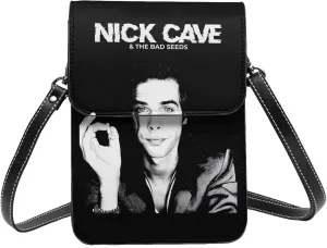 Nick Rock Cave and The Bad Music Seeds Small Cell Phone Purse Womens PU leather Crossbody Bag Patterned Shoulder Bags Wallet For Adults Stocking Stuffers Purses