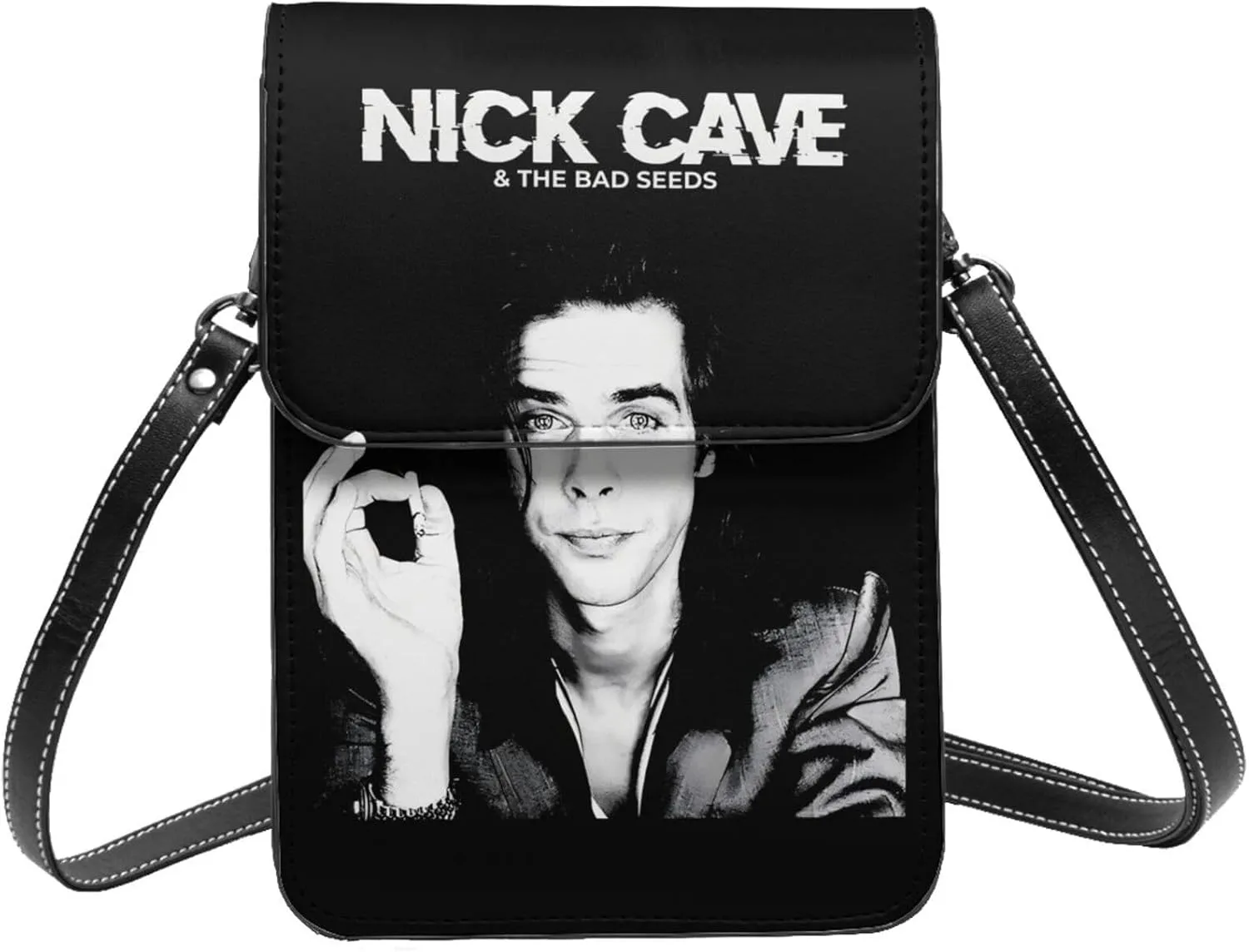 Nick Rock Cave and The Bad Music Seeds Small Cell Phone Purse Womens PU leather Crossbody Bag Patterned Shoulder Bags Wallet For Adults Stocking Stuffers Purses