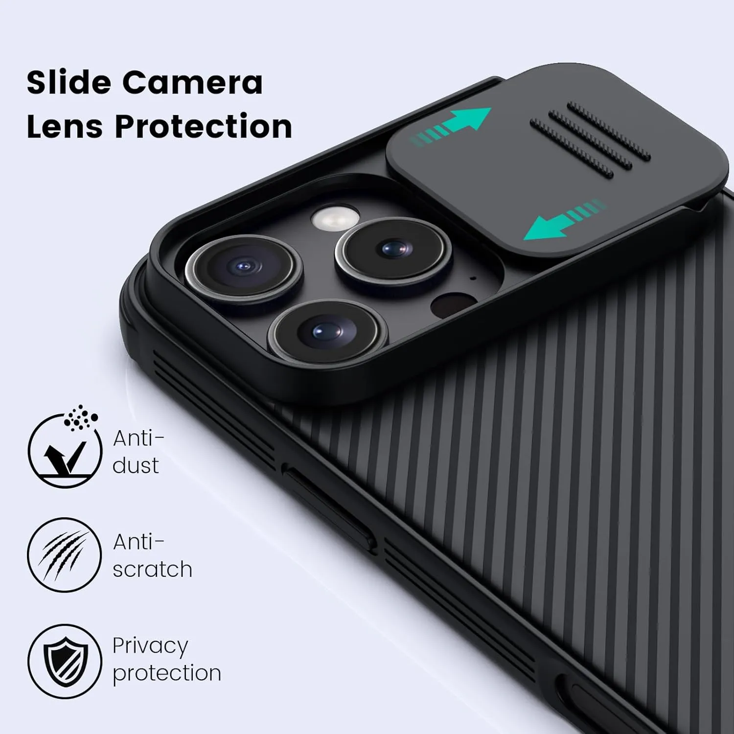 Nillkin for iPhone 16 Pro Case with Slide Camera Cover, [Upgraded Camera Lens Protection] Slim Shockproof Protective Phone Case for iPhone 16 Pro 6.3 inch, Black