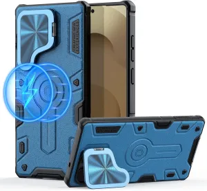 Nillkin Magnetic for Galaxy S25 Ultra Case, Compatible with MagSafe, Military-Grade Case with Camera Cover & Kickstand, Heavy Duty Magnetic Phone Case for Samsung Galaxy S25 Ultra, Blue
