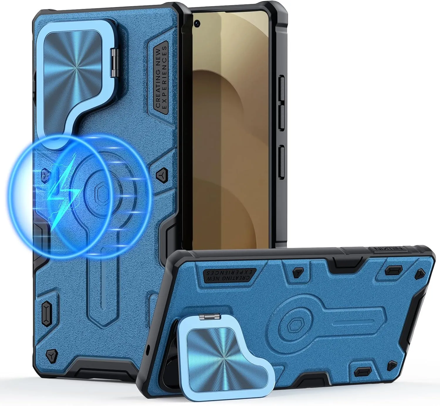 Nillkin Magnetic for Galaxy S25 Ultra Case, Compatible with MagSafe, Military-Grade Case with Camera Cover & Kickstand, Heavy Duty Magnetic Phone Case for Samsung Galaxy S25 Ultra, Blue