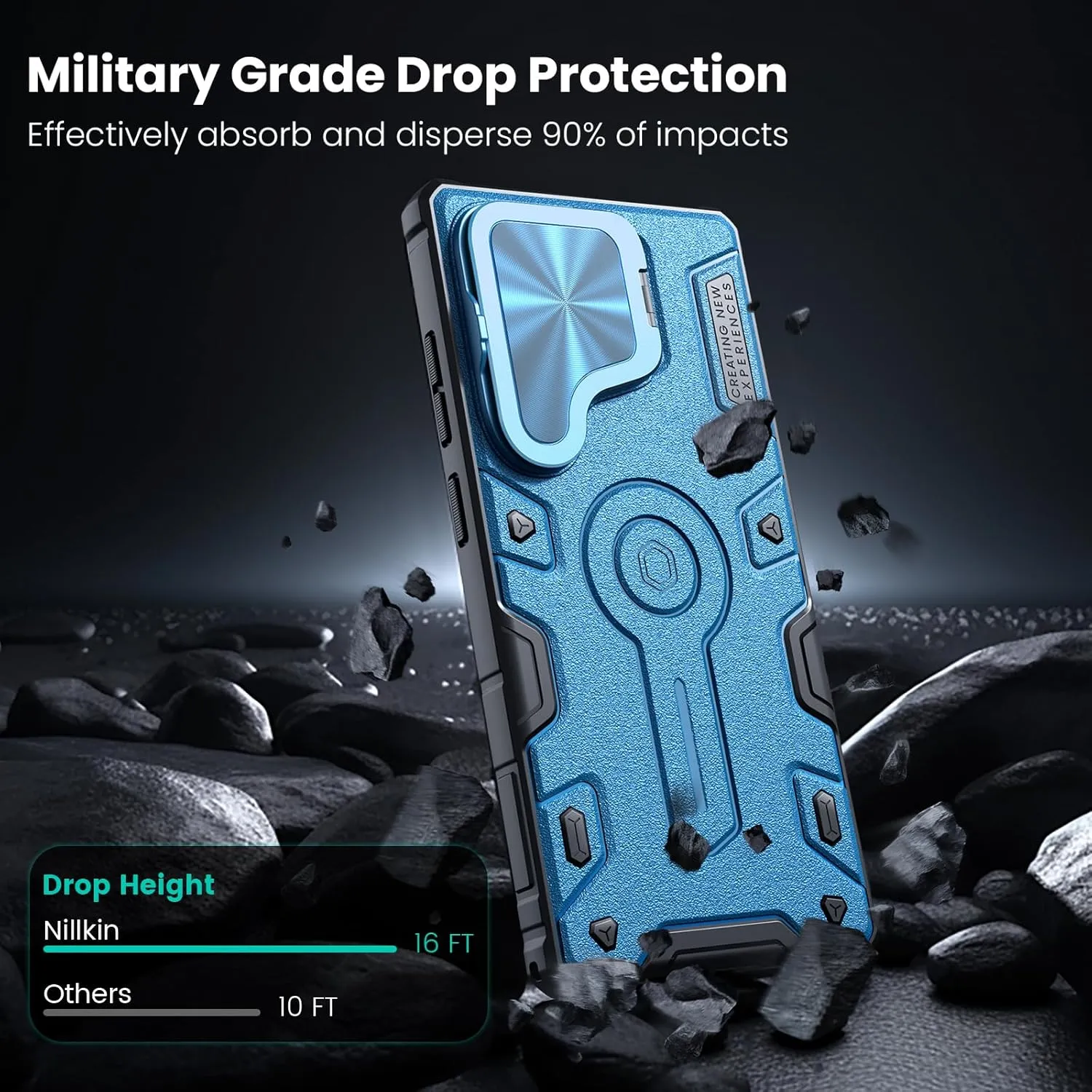 Nillkin Magnetic for Galaxy S25 Ultra Case, Compatible with MagSafe, Military-Grade Case with Camera Cover & Kickstand, Heavy Duty Magnetic Phone Case for Samsung Galaxy S25 Ultra, Blue