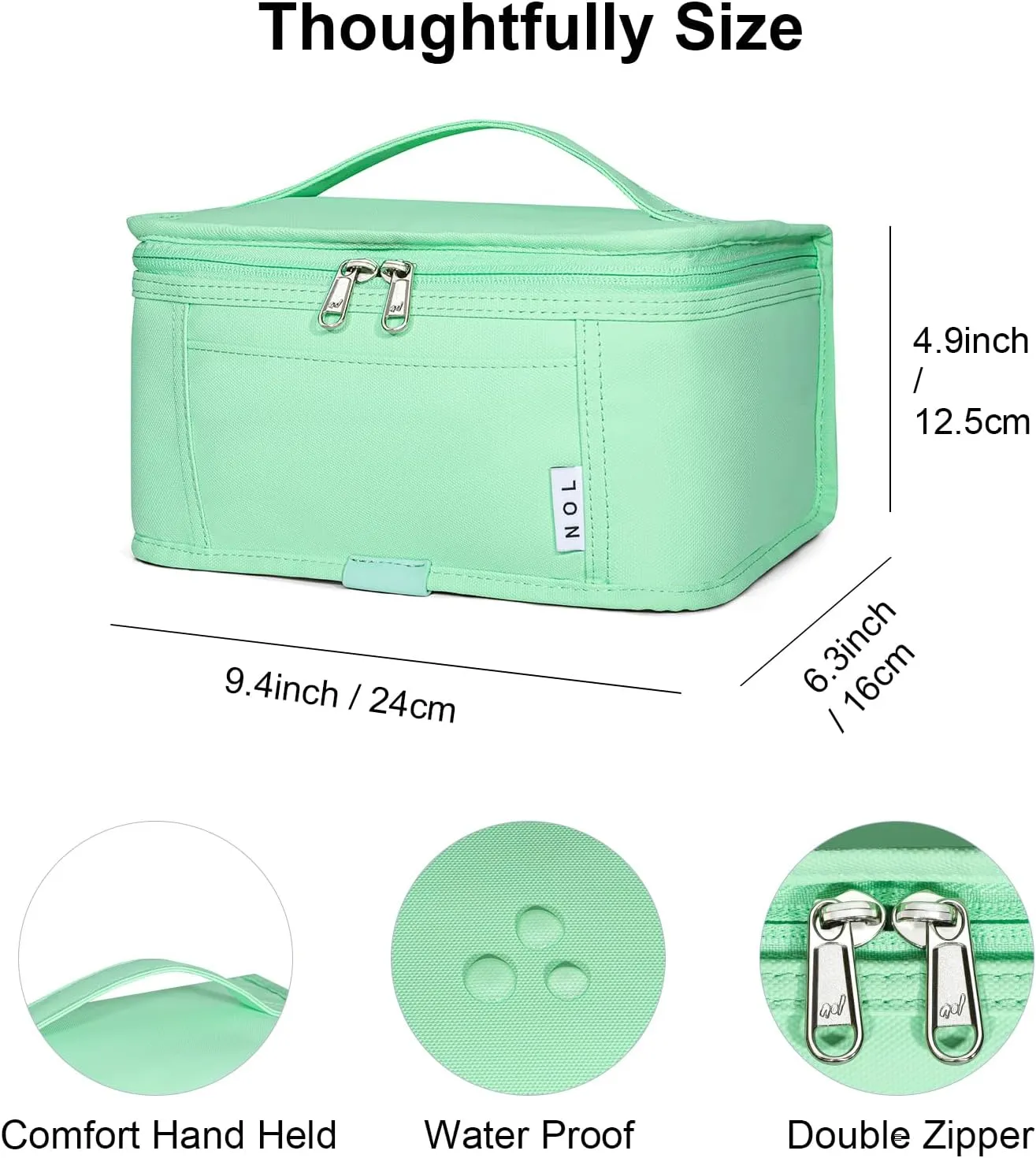 NOL Natural Organic Lifestyle Small Lunch Bag Mini Lunch Box Insulated Lunch Bag for Men/Women Leakproof Cooler Tote Bag Lightweight Nylon Waterproof Lunch Box For Work,Mint green