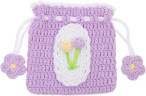 NOLITOY Ladies Crochet Purse Coin Bag Drawstring Fashionable Yarn Coin Holder Pouch Compact Travel Wallet