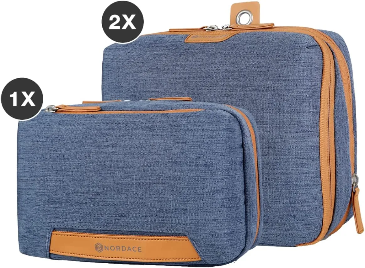 Nordace Travel Packing Organizers Set for Men and Women - 2x Packing Cubes & 1x Wash Pouch - Durable & Water Resistant (Blue)