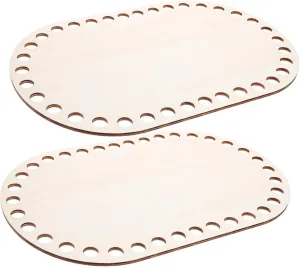 NUOBESTY 2pcs Wooden Basket Bottoms Crochet Basket Bottoms DIY Craft Bases Pre-drilled Holes for Bag Making