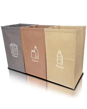 Nyika - Recycling Organizer - Reusable Recycling Bags - Recycling Sorter - Trash Sorting Bins - 3 Compartment Recycle - Pack of 3 Bags
