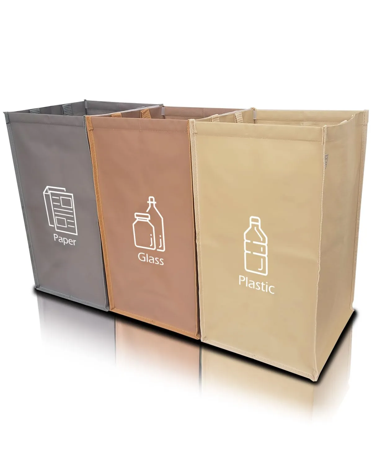 Nyika - Recycling Organizer - Reusable Recycling Bags - Recycling Sorter - Trash Sorting Bins - 3 Compartment Recycle - Pack of 3 Bags