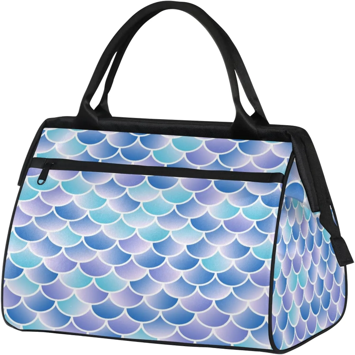 Ocean Colorful Mermaid Scales Travel Duffel Bag Gym Tote Bag for Women Men Waterproof Weekend Overnight Bag Carry On Tote Luggage with Pocket Personal Item Bags Sports Bag fit Travel Sports Gym Yoga