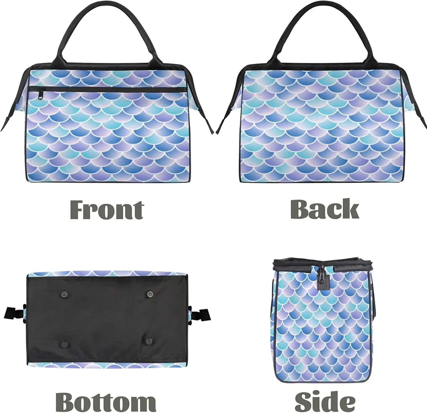 Ocean Colorful Mermaid Scales Travel Duffel Bag Gym Tote Bag for Women Men Waterproof Weekend Overnight Bag Carry On Tote Luggage with Pocket Personal Item Bags Sports Bag fit Travel Sports Gym Yoga