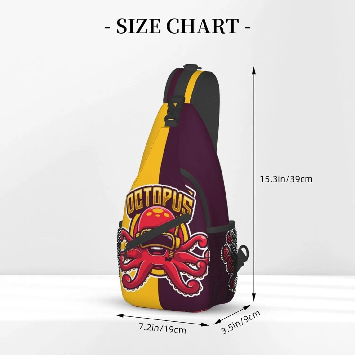 Octopus Sling Backpack Chest Bag Crossbody Shoulder Bag Gym Cycling Travel Hiking Daypack For Men Women