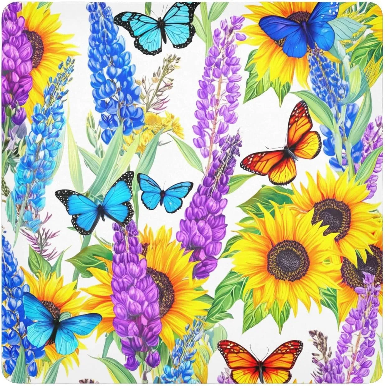 ODAWA Butterflies Sunflowers 21.7"x21.7" Self-adhesive Cloth Camera Lens Wrap Cloth