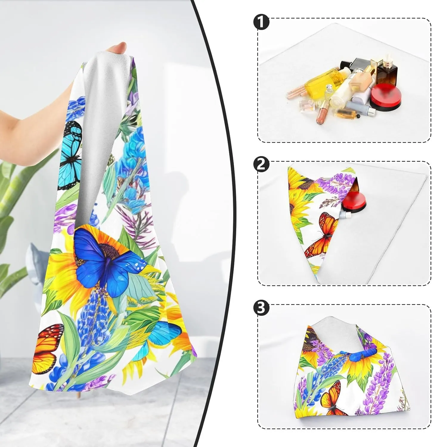 ODAWA Butterflies Sunflowers 21.7"x21.7" Self-adhesive Cloth Camera Lens Wrap Cloth